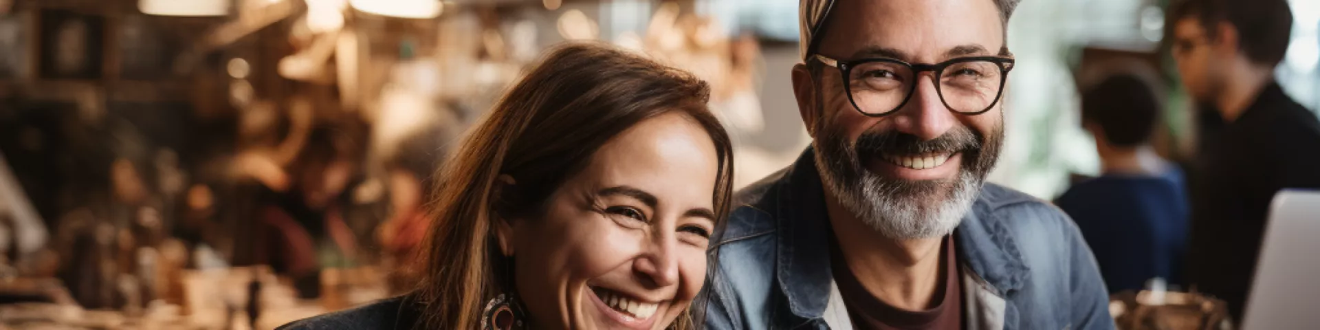 Two professionals smile in a casual atmosphere