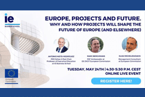 Banner of the ‘Europe, Projects and Future’ Webinar, featuring a speaker from the PM² team