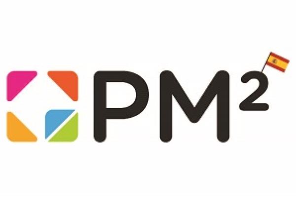The logo of PM² with the Spanish flag pined on top 