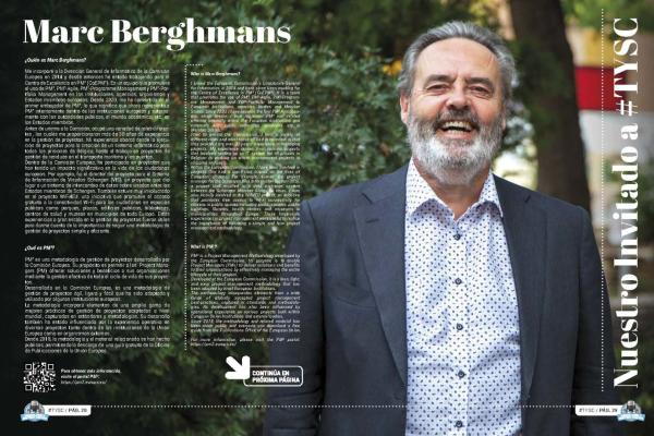 A page from a Spanish magazine, featuring Marc Berghmans from the PM² team